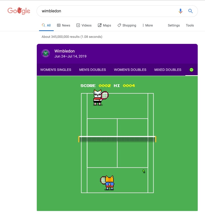 google tennis game